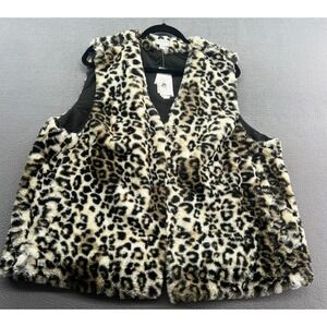 Carmen Marc Valvo Vest Womens Sz 3X Snow Leopard Faux Fur Vest